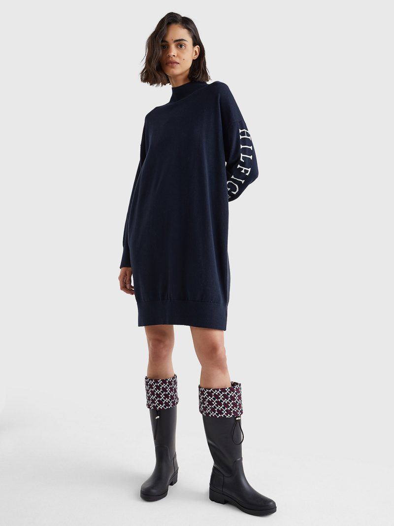 Tommy Hilfiger dámské tmavě modré svetrové šaty