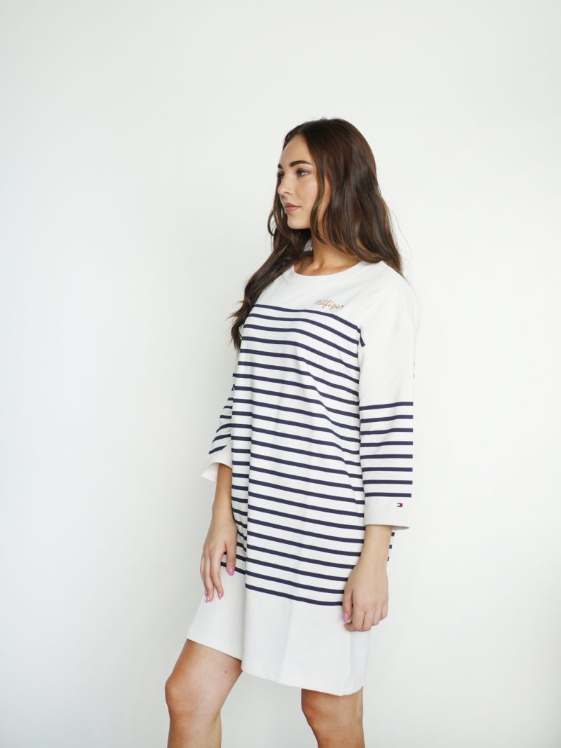 Tommy Hilfiger dámské krémové pruhované šaty