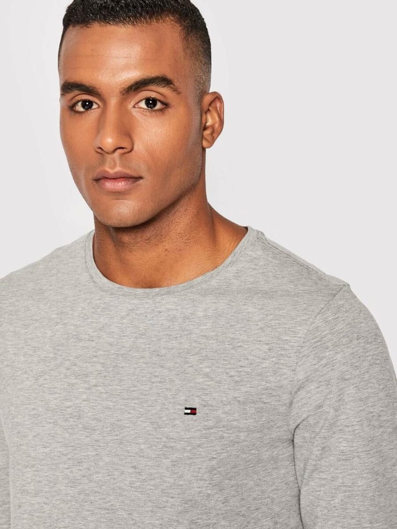 Tommy Hilfiger pánské šedé triko s dlouhým rukávem