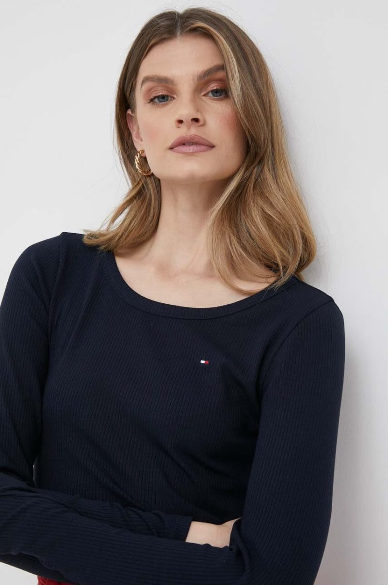 Tommy Hilfiger dámské tmavě modré tričko s dlouhým rukávem