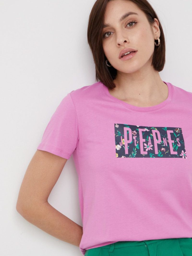 Pepe Jeans dámské růžové tričko