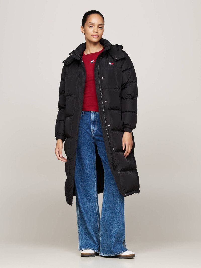 Tommy Jeans dámský péřový černý zimní kabát