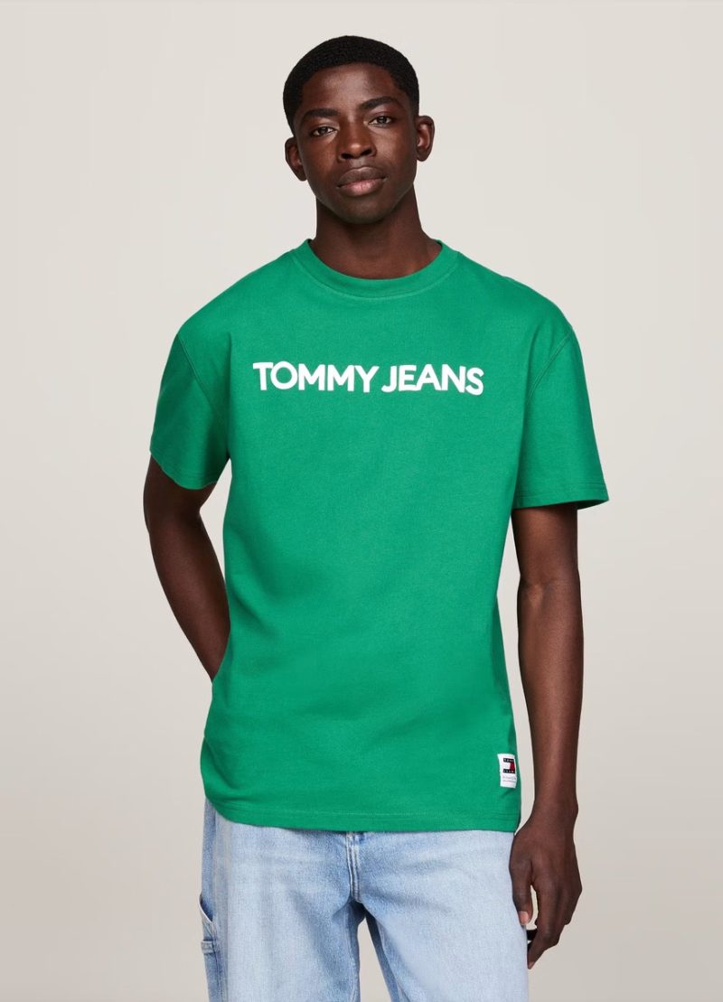 Tommy Jeans pánské zelené tričko