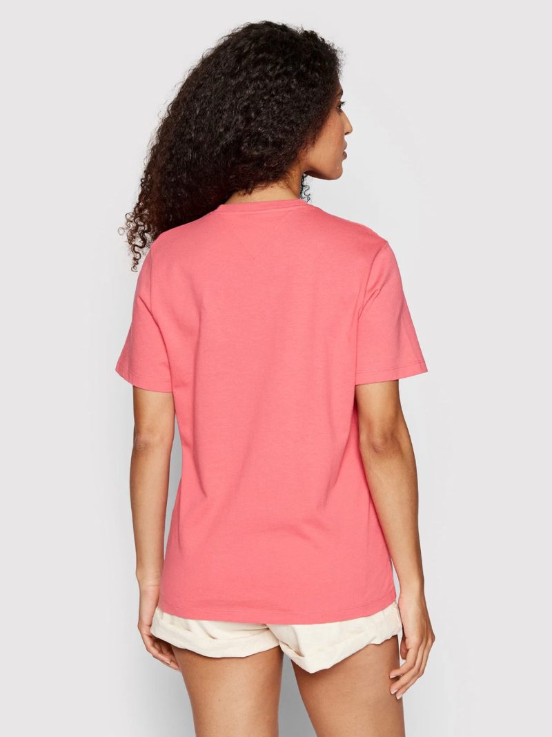 Tommy Jeans dámské růžové triko SIGNATURE