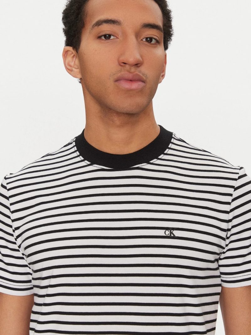 Calvin Klein pánské černobílé pruhované tričko