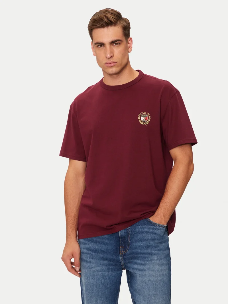 Tommy Jeans pánské tričko bordó